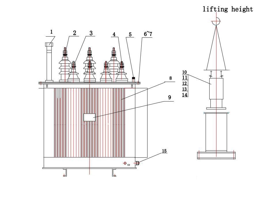 Three phase oil immersed transformer